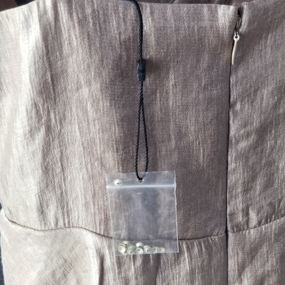 NWT BCBGMAXAZRIA Women's Gold Sequin Beaded Ruched Bubble Hem A-Line Dress US4 - Picture 9 of 10